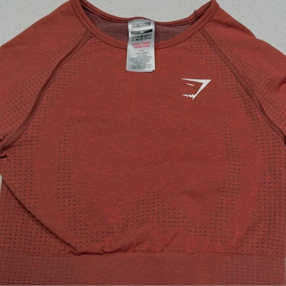 Gymshark Vital Seamless 2.0 Long Sleeve Crop Top•Brick Red Marl - Picture 4 of 8